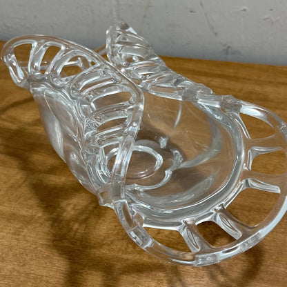 Vintage Art Glass Lattice Edge Pinched Glass Tray 10 x 4” TI5