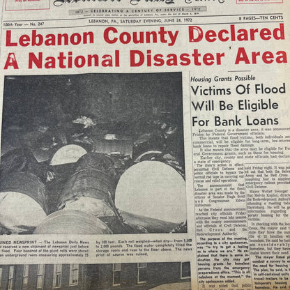 1972 June 29 Lebanon Daily News Hurricane Agnes Lebanon Relief Effort TH6