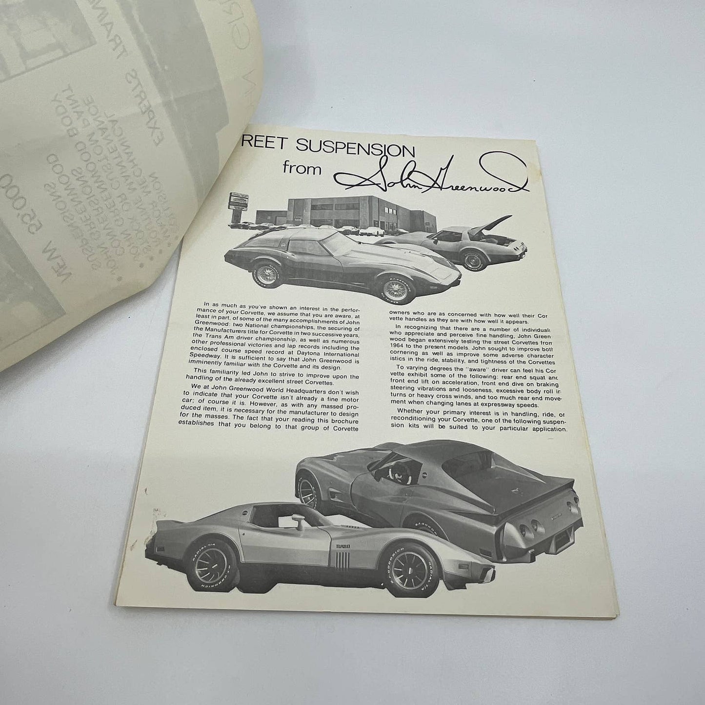 1970s John Greenwood Corvette Conversion Flyer Catalog Order Form Sylvania OH TG1