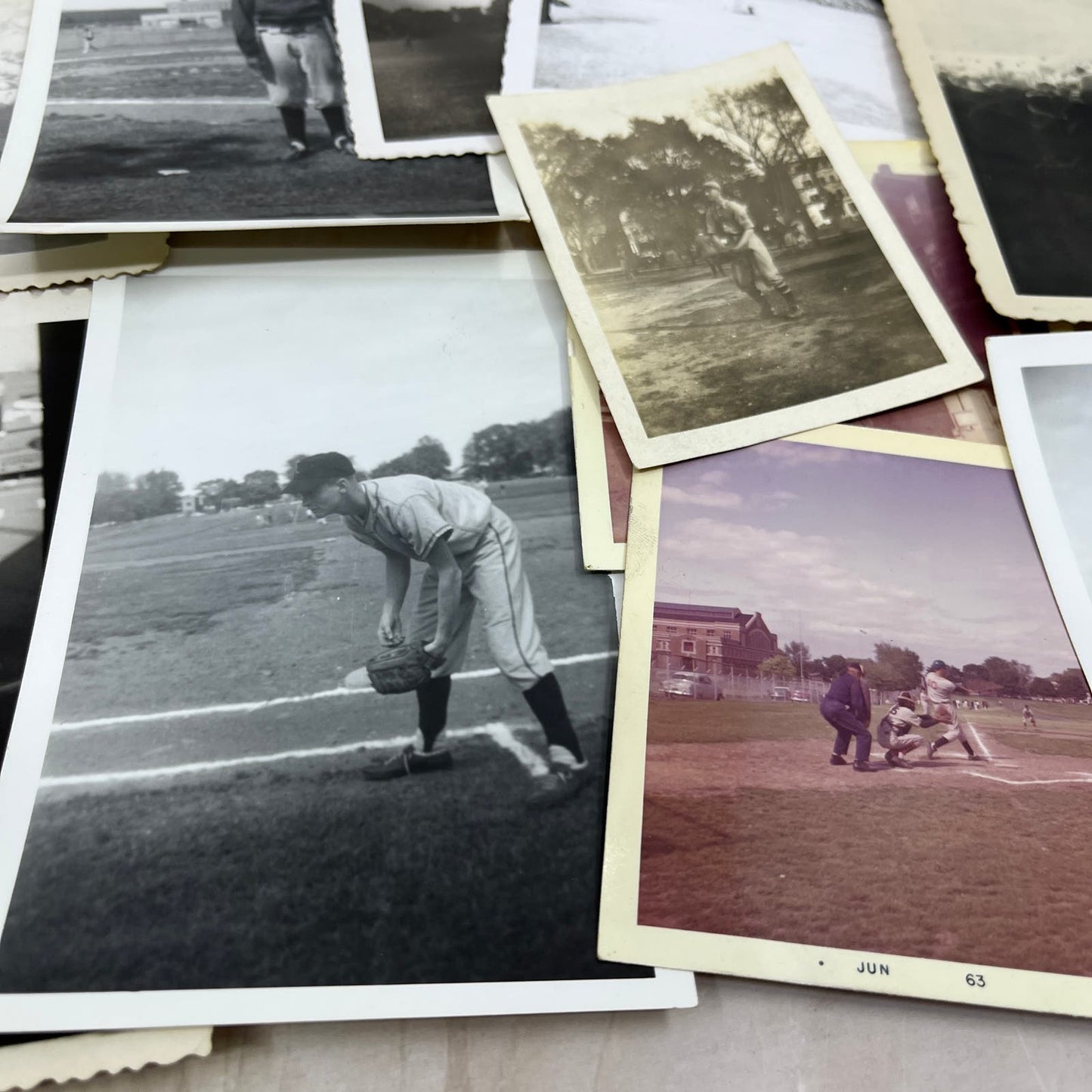 Large lot of 19 Early Original Photographs of People Playing Baseball TJ9