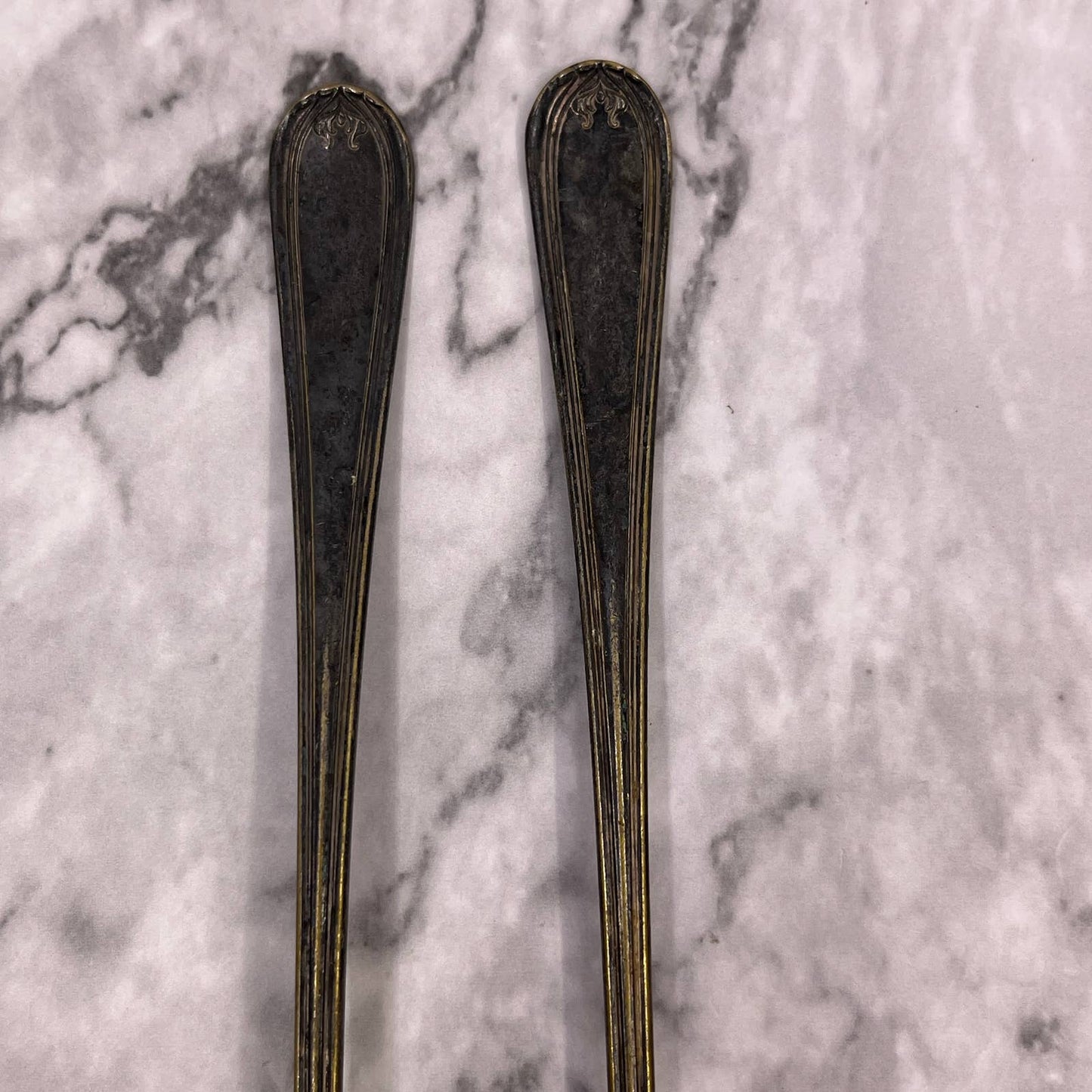 Antique Conn Silver Co Flatware 7.5"?Long Iced Tea Spoons Set of 2 SA2
