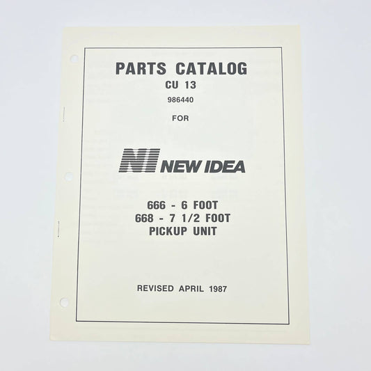 Original 1987 New Idea Parts Catalog CU 13 666-6ft 668-7.5ft Pickup Unit TB9