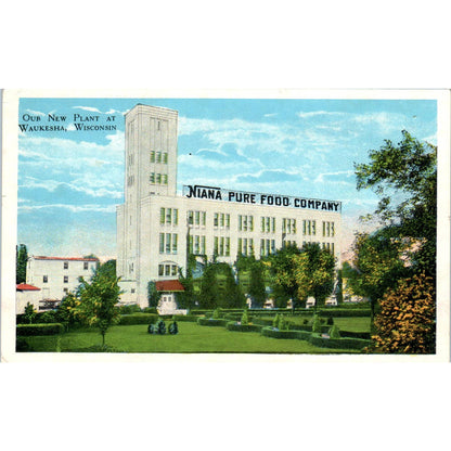 Niana Pure Food Company Plant Waukesha Wisconsin Original Postcard TJ9-P3