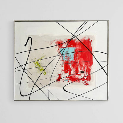 Original Framed Mixed Media Abstract Art Painting 23x27" The Smoking Man w/ COA