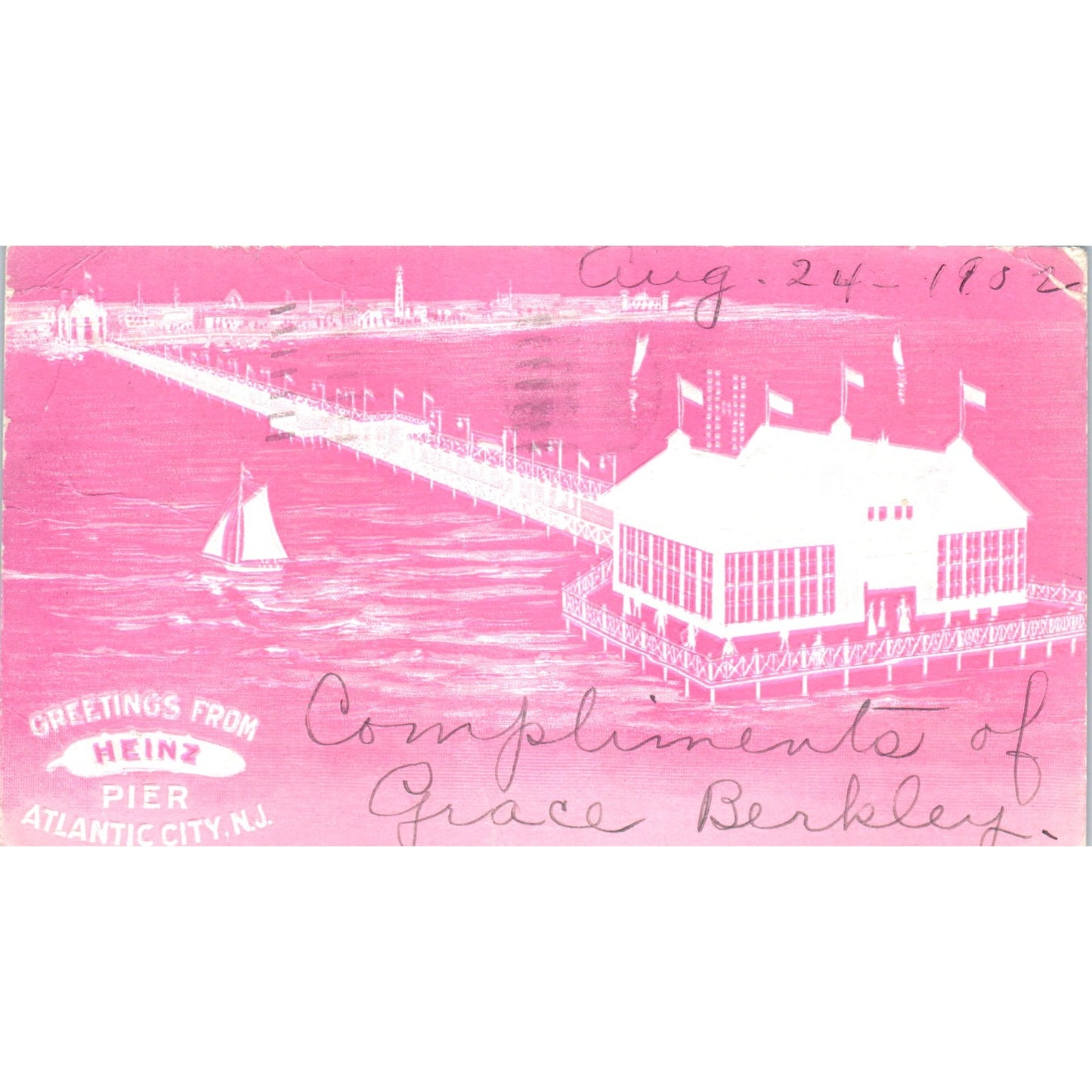 1902 Heinz Pier Atlantic City New Jersey Original Postcard P1-14
