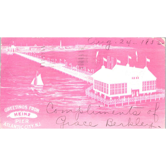 1902 Heinz Pier Atlantic City New Jersey Original Postcard P1-14