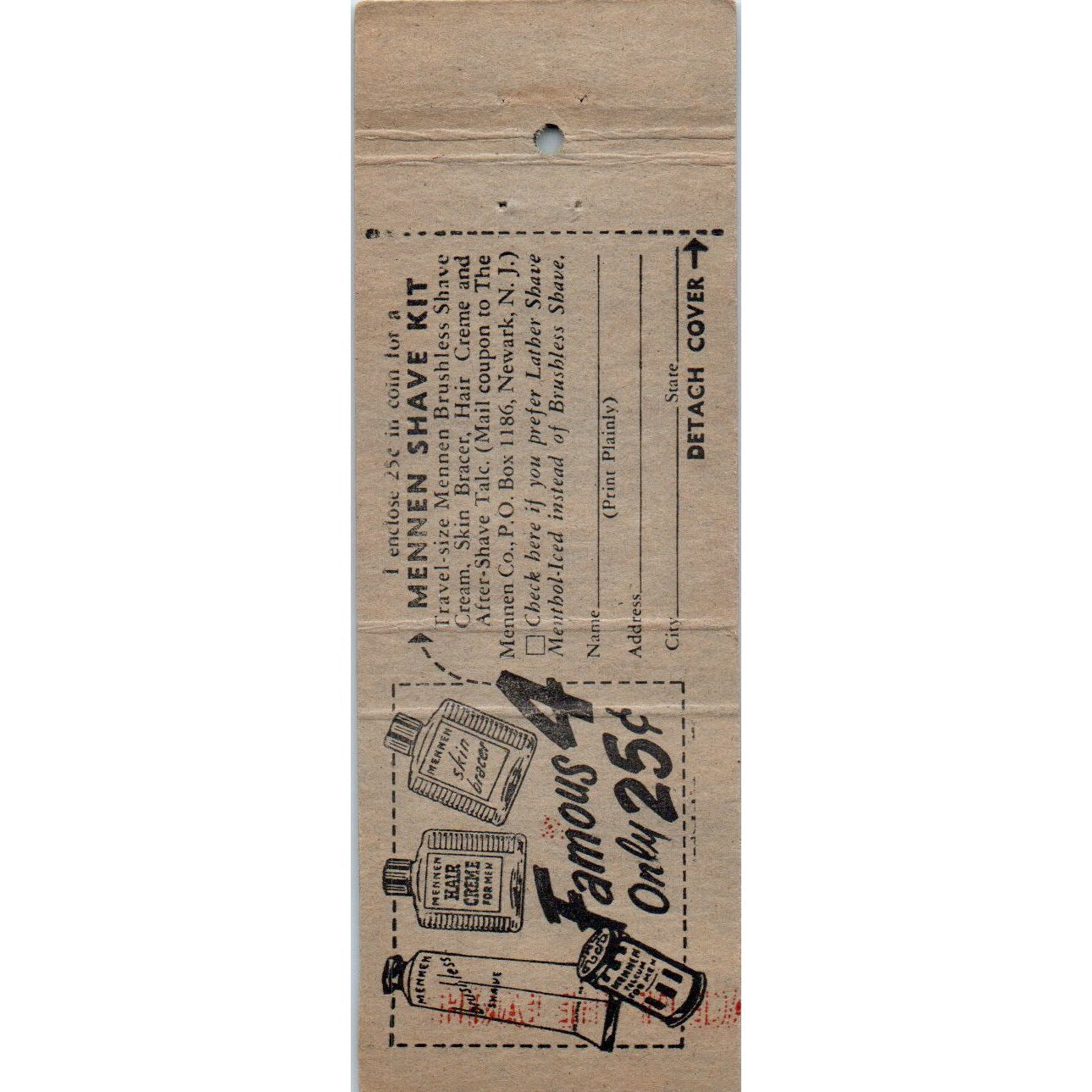 Mennen Spray Deodorant for Men Advertising Matchbook Cover MM9-8