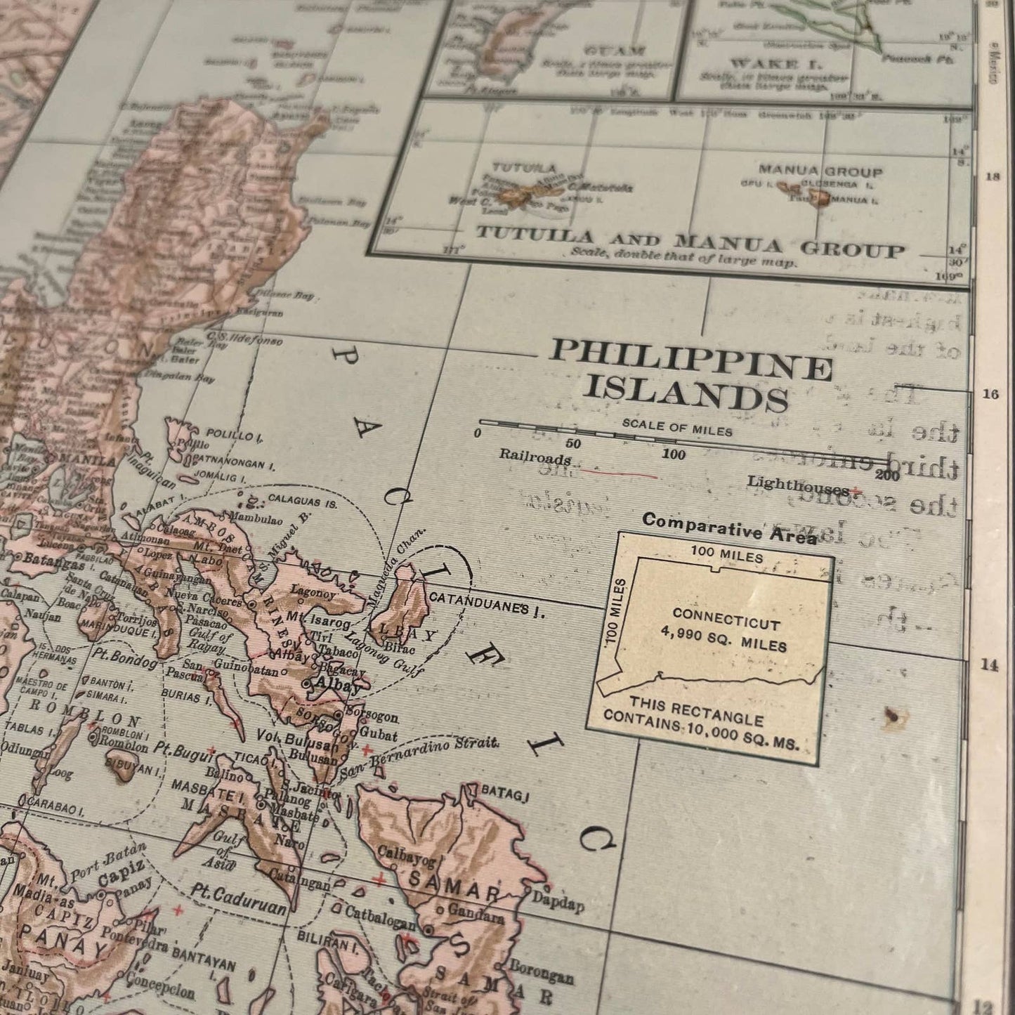 Antique 1907 Map of PHILIPPINE ISLANDS Color 10 x 12” FL5