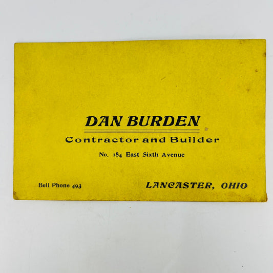 Vtg Dan Burden Contractor Builder Lancaster Ohio Derrick Price List Blotter PV2