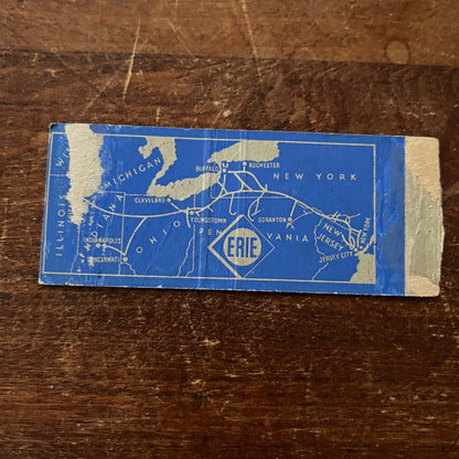 Erie Railroad - Dark Blue Advertising Matchbook Cover SA9-M13