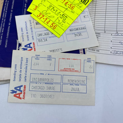 1970s American Airlines Boarding Passes Envelope/Passenger Stubs Bag Tags AC8-3