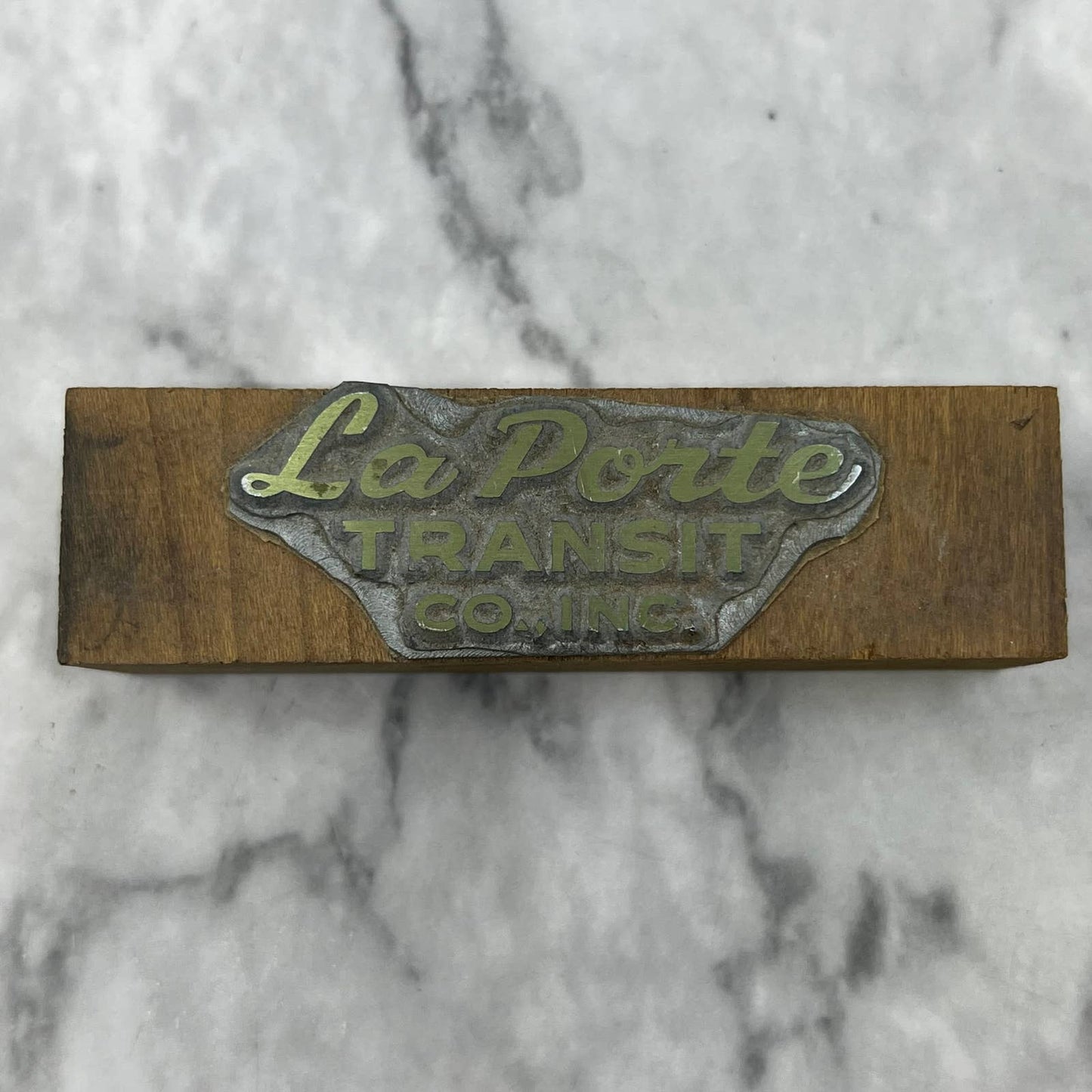 Vintage Printing Letterpress Printers Block Plate La Porte Transit Co Inc TJ53