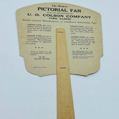 1930s Pictoral Advertising Fan Sample UO Colson Fan Co Paris Illinois D3