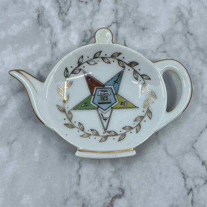 Vintage Porcelain Tea Bag Holder Masonic OES Order of the Eastern Star TD6