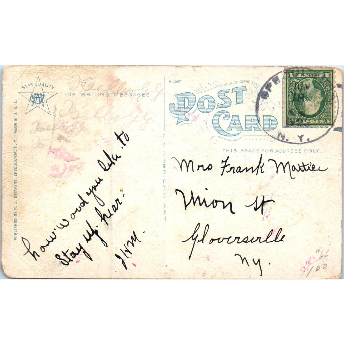 Sturges House Speculator NY Adirondacks Original Postcard TK1-P19