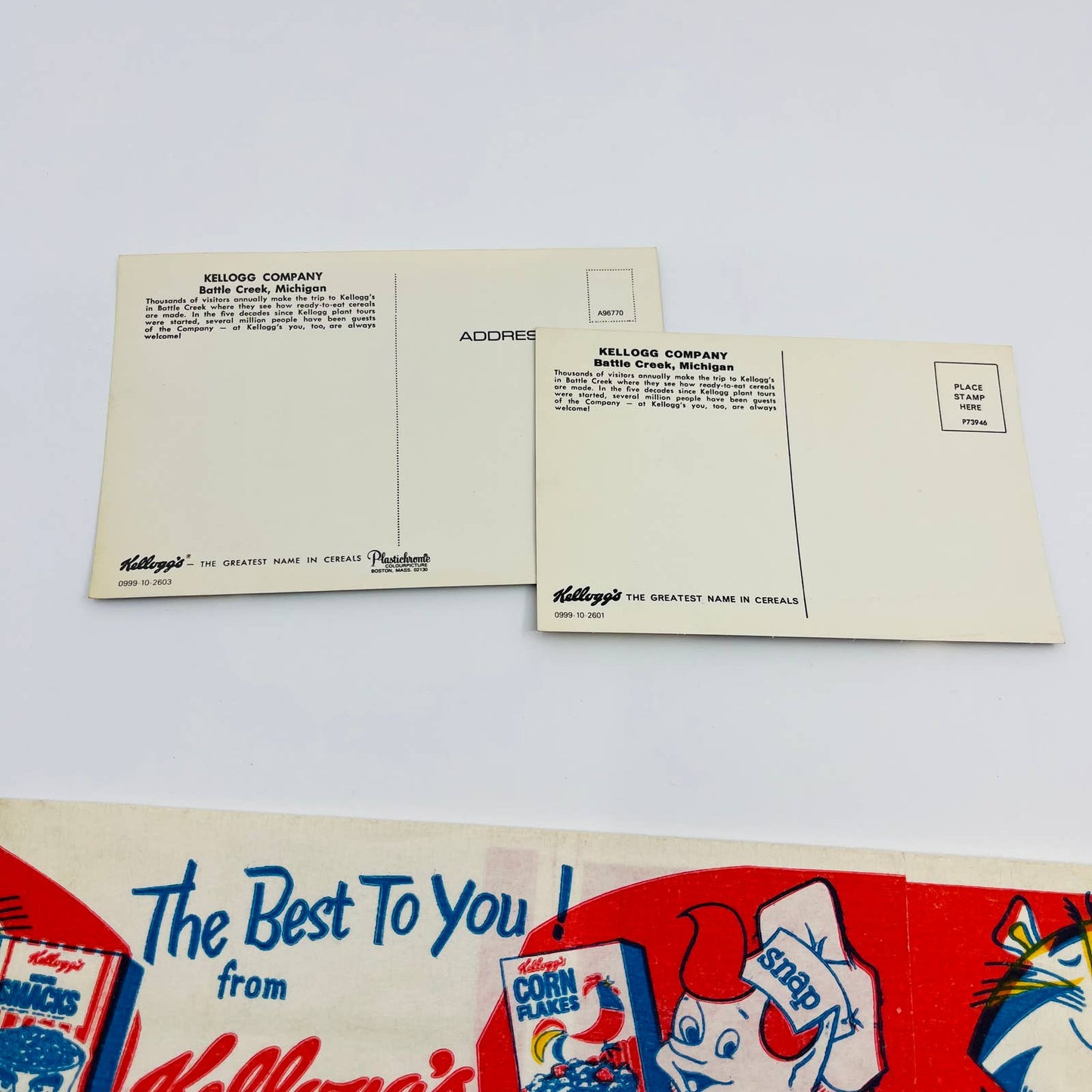 Kellogg's Battle Creek Postcards & Paper Hats Snap Crackle Pop Tony Tiger SC1
