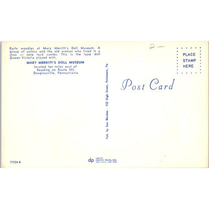 Early Woodies at Mary Merritt's Doll Museum Douglasville Original Postcard PB6