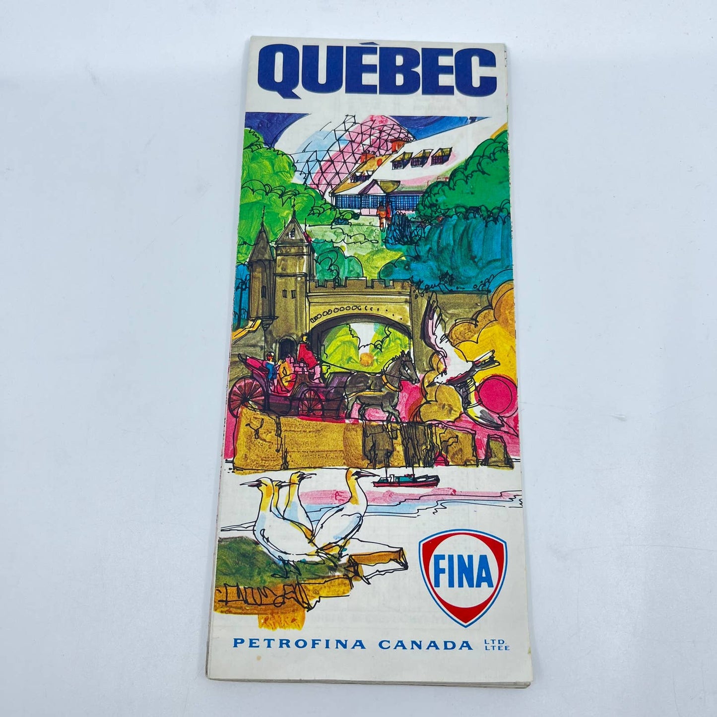 1971 Fina Fold Out Road Map of Quebec Petrofina Canada D7