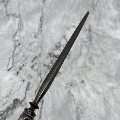 Antique Lee’s 13” Stag Antler Handle Sterling Honing Rod Sharpener TK2