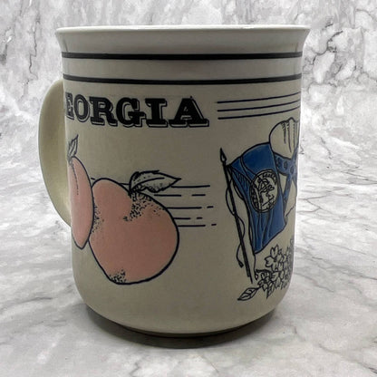 Vintage Embossed Stoneware Scotty  Georgia Peach Pottery Mug TI7