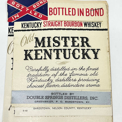 Old Mister Kentucky Whiskey Label Set of 5 Double Springs Distillery Greenbrier
