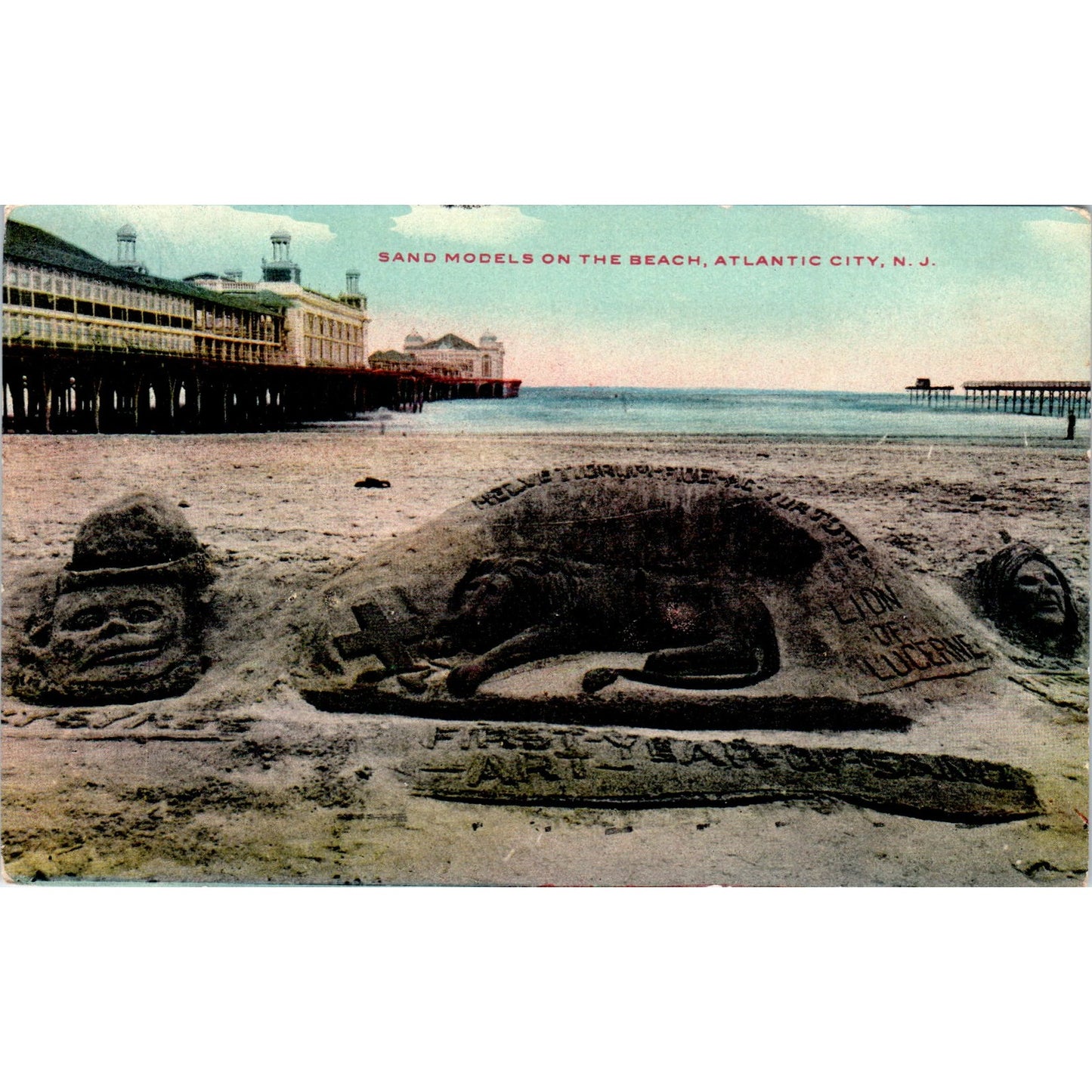 Sand Models on the Beach c1910 Atlantic City NJ Original Postcard P2-10