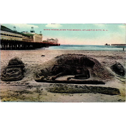 Sand Models on the Beach c1910 Atlantic City NJ Original Postcard P2-10