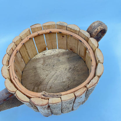 Rustic Primitive Wooden Watering Can Flower Pot Planter Country Decor 14x5” TF5