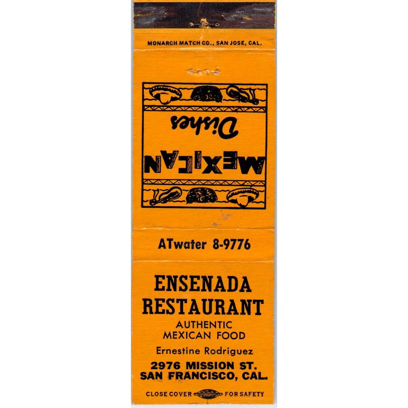 Ensenada Restaurant San Francisco CA Advertising Matchbook Cover SA9-M9