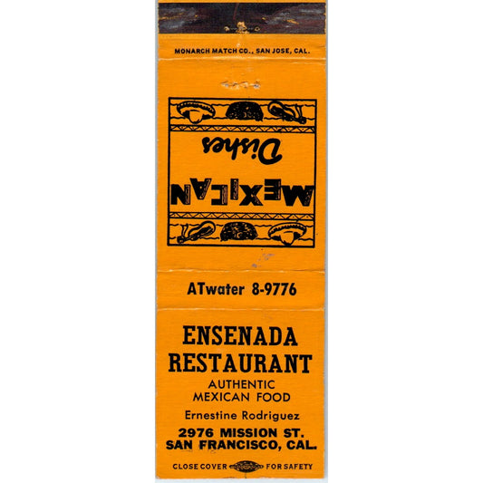 Ensenada Restaurant San Francisco CA Advertising Matchbook Cover MM9-2
