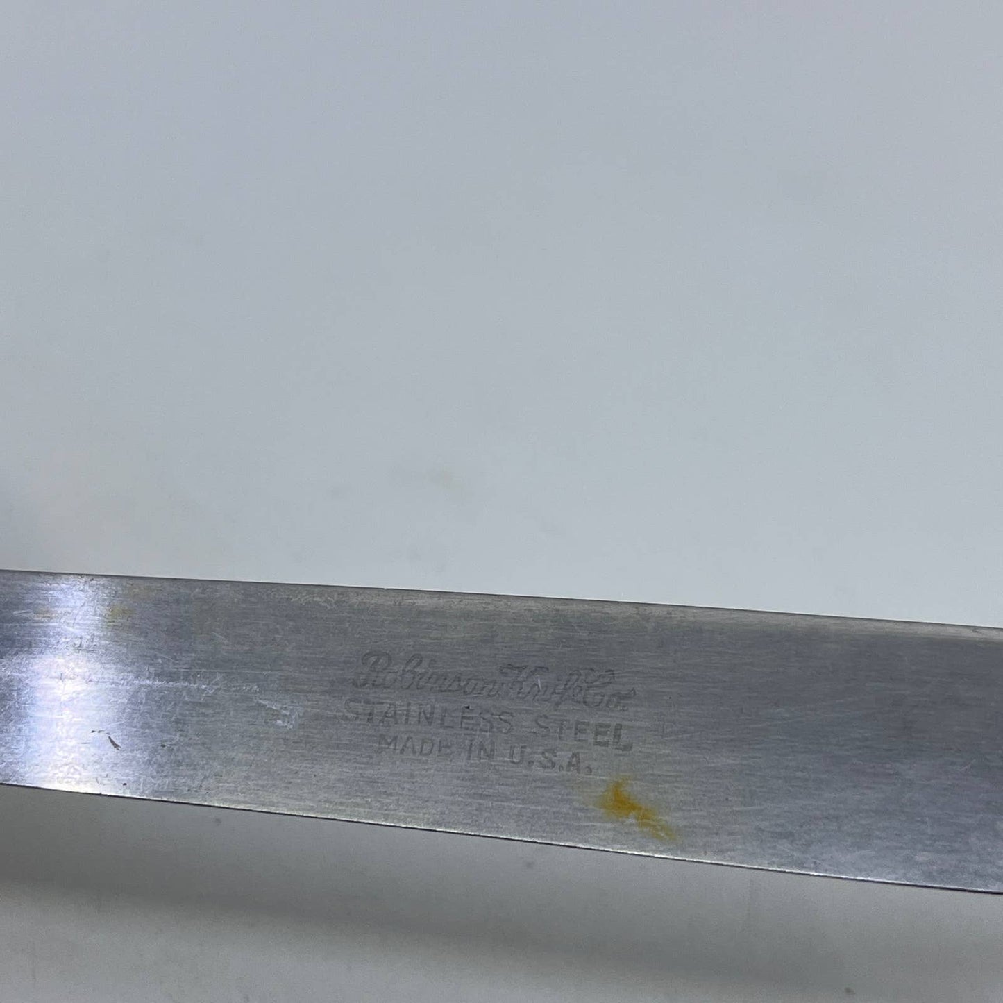 Vtg Robinson Knife Co Butterscotch Bakelite 9” Butter Knife Stainless Steel TE7