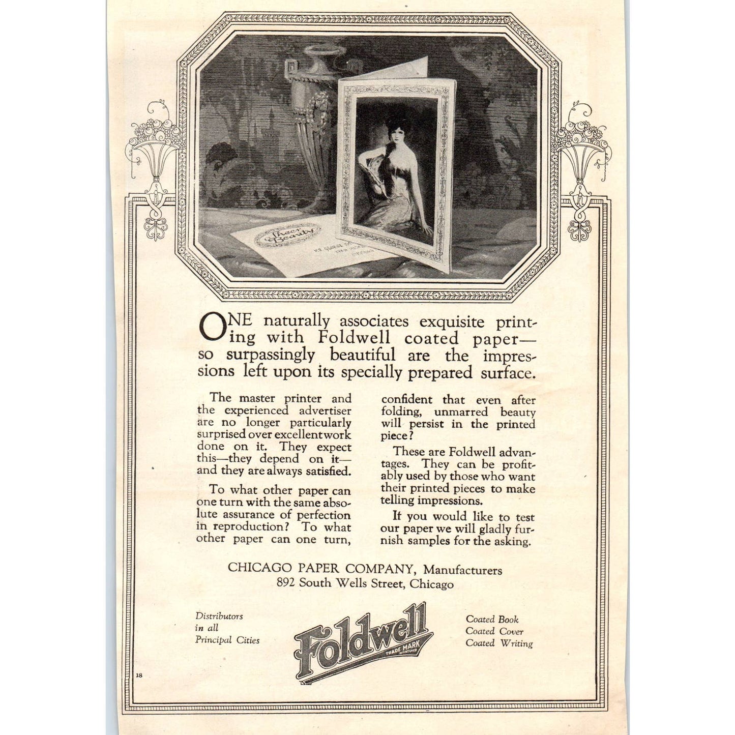 c1920 Harper's Magazine Ad - Foldwell Chicago Paper Company TF6-1