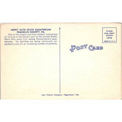Vintage Postcard Mont Alto State Sanatorium Franklin County PA TI1-1