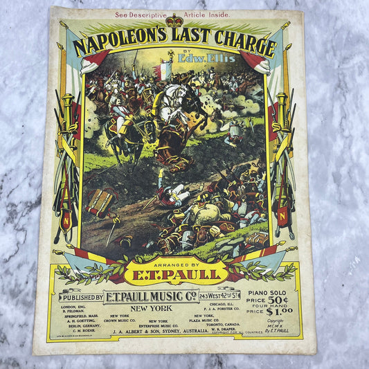 Napoleon's Last Charge 1910 Sheet Music by Edw. Ellis and E.T. Paull V41-3