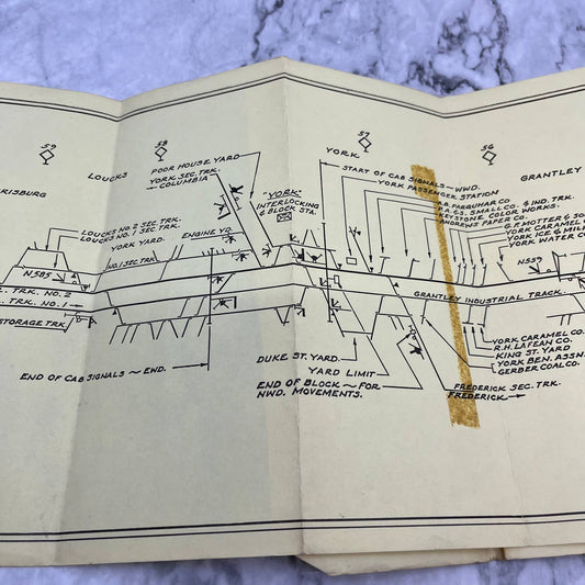 1954 Northern Central Parkton MD To York PA Railroad Track & Signal Layout EA4