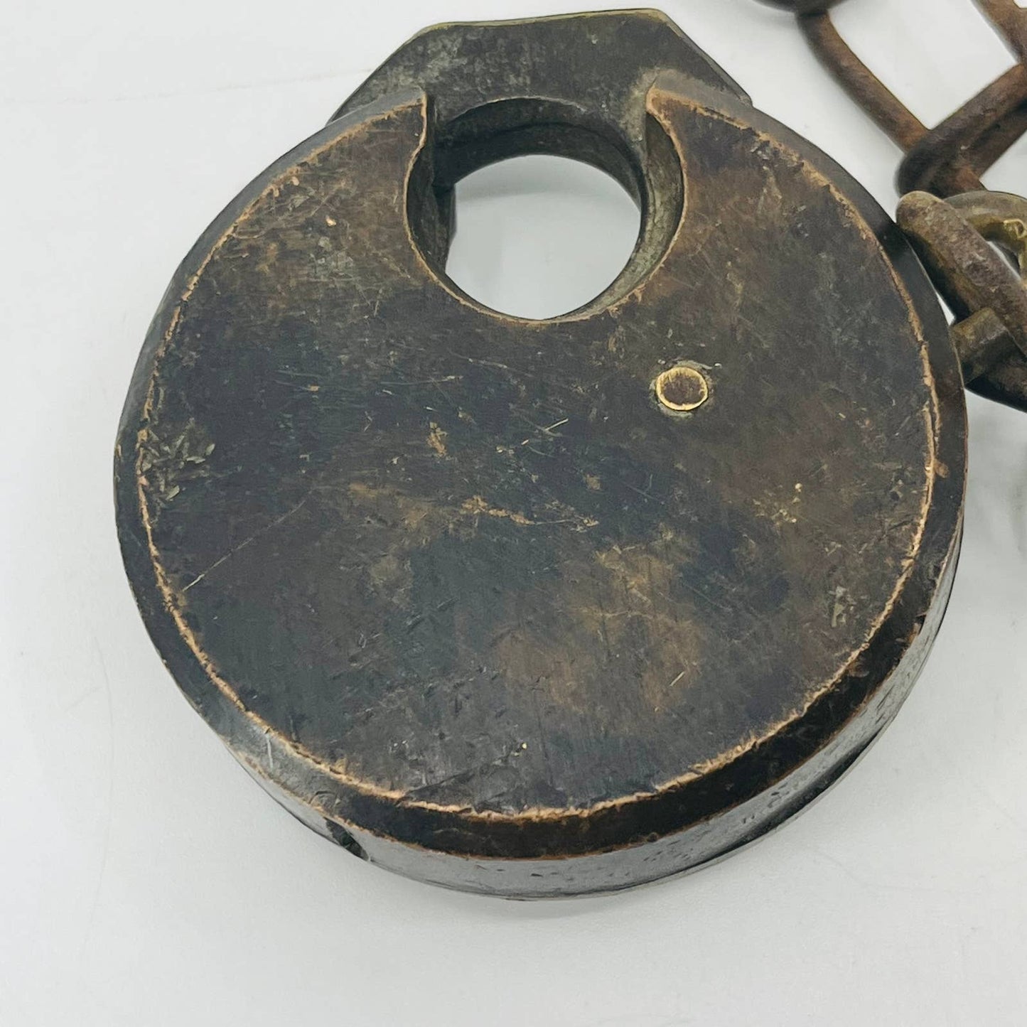 Antique Brass CHAMPION 6 Lever Push Key Pancake Padlock Miller Lock No Key SA8