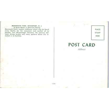 Monmouth Park Horse Racing Track Oceanport NJ Original Postcard TK1-23