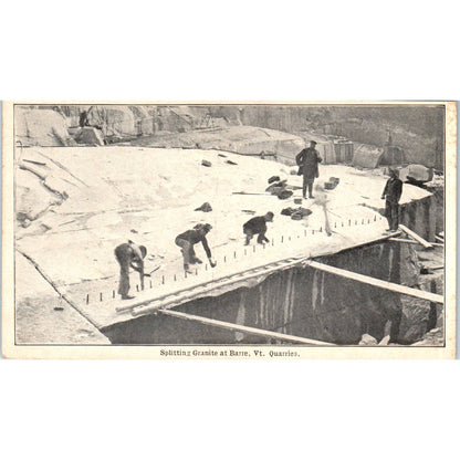 Splitting Granite at Barre Vermont Quarries - Original RPPC Postcard TJ7-RP3