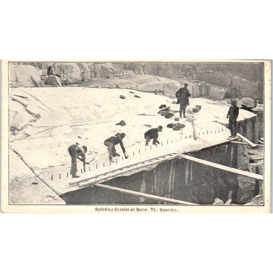 Splitting Granite at Barre Vermont Quarries - Original RPPC Postcard TJ7-RP3