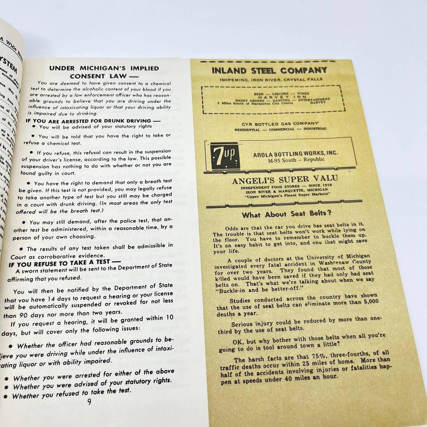 1960s Menominee County Sheriff’s Safety Guide Booklet MI TC6