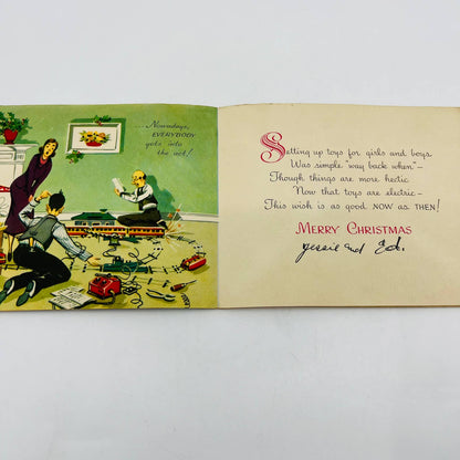 Vintage Mid Century MCM Christmas Card “Great Grandpa was Santas Helper…” EA1