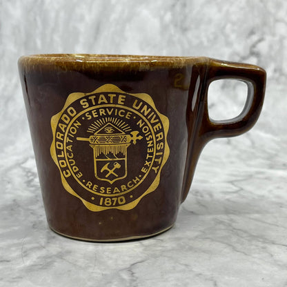 Vtg Hull USA Colorado State University Coffee Mug Brown Salt Drip Pottery TB6