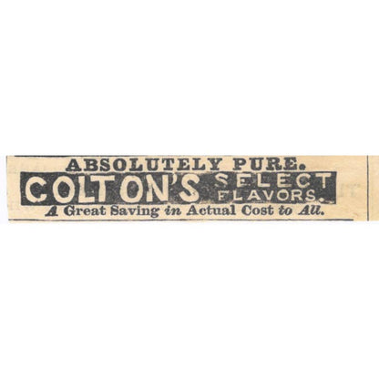 Absolutely Pure Colton's Select Flavors - Victorian Ad 1878 Original TJ7-L2-1