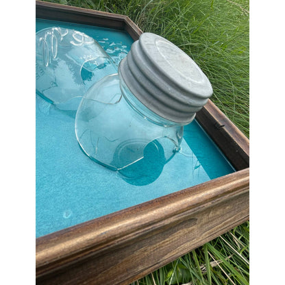 Original Framed Mixed Media Epoxy Art Shattered Ball Jar 16x20 With COA