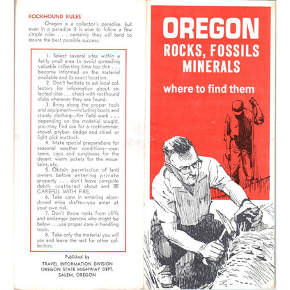 1960s Oregon Rocks, Fossils, Minerals Where to Find Them Fold Out Brochure SF3