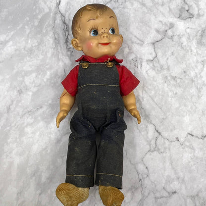 1950s Mickey Effanbee 9" Vinyl Doll ALL AMERICAN BOY Farmer Denim Overalls TI7