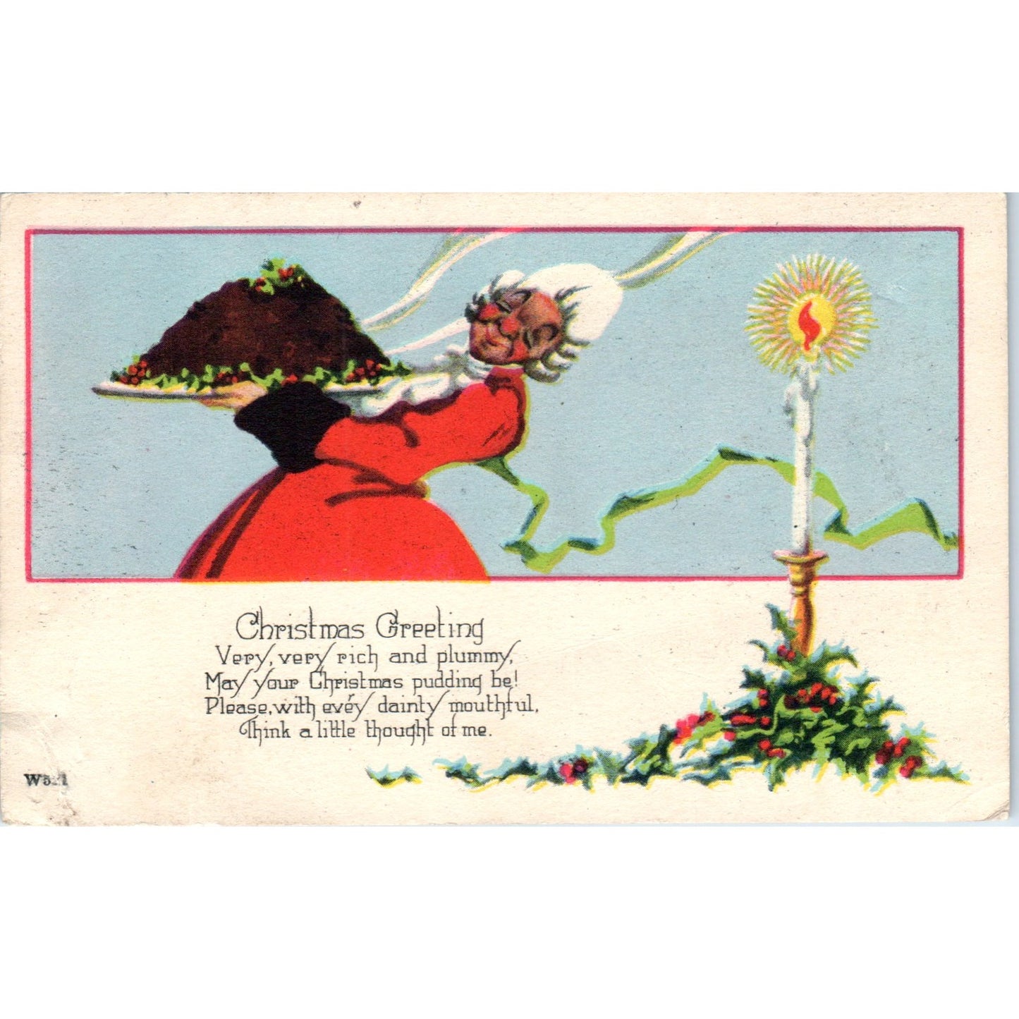 Thanksgiving Woman Carrying Turkey 1929 Original Postcard P1-14