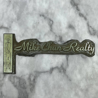 Vintage Printing Letterpress Printers Block Plate Mike Chung Realty TJ58