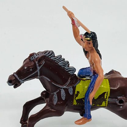 Vintage Plastic Molded Cowboys and Indians With Horses 9pc Lot TA9