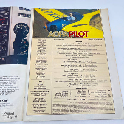 AOPA Pilot Feb 1988 Enstrom helicopters, Aviation Edsels IFR circle approach TF9